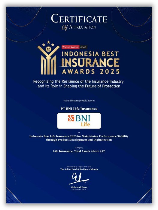 Indonesia Best Insurance Awards 2025 - kategori Life Insurance, Total Assets Above 25 Trillion